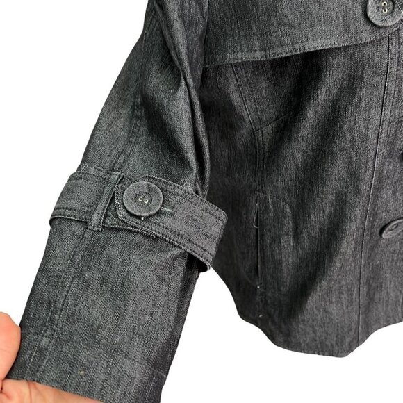 SANDRO Black Cotton Denim Cropped Burron Front Jacket Size M - Picture 5 of 9